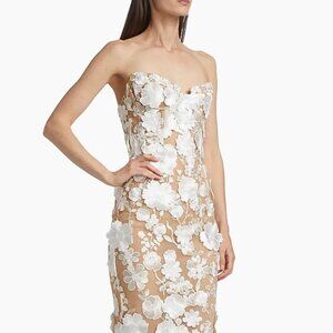 Bronx and Banco Jasmine 3D Floral Strapless Midi-Dress
